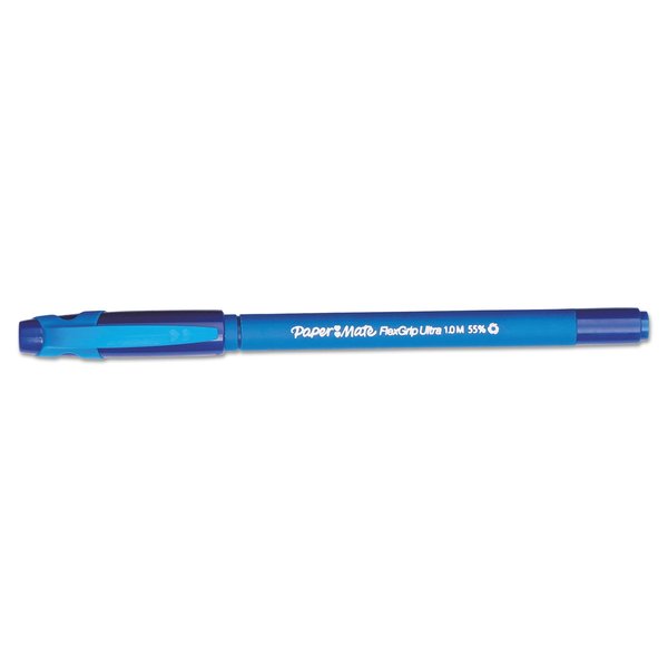 Paper Mate FlexGrip BP Pen, Stick, Medium 1 mm, Blue Ink, Blue Barrel, PK12 9610131